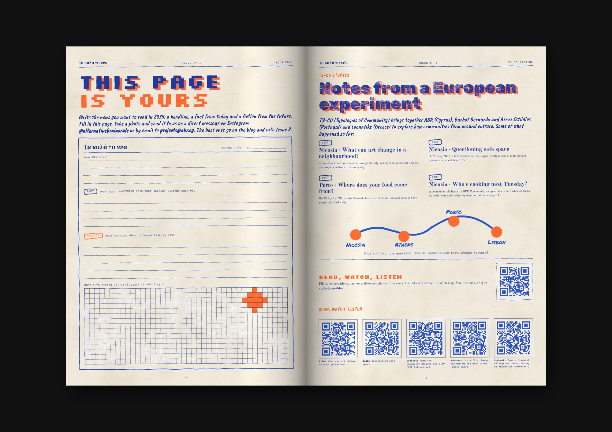 Pages 14 and 15: This page is yours, and TY-CO stories