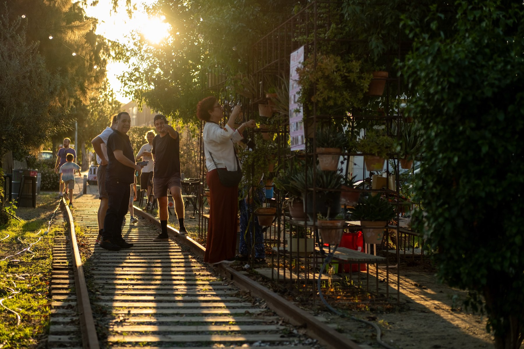 A festival street in Kaimakli at golden hour