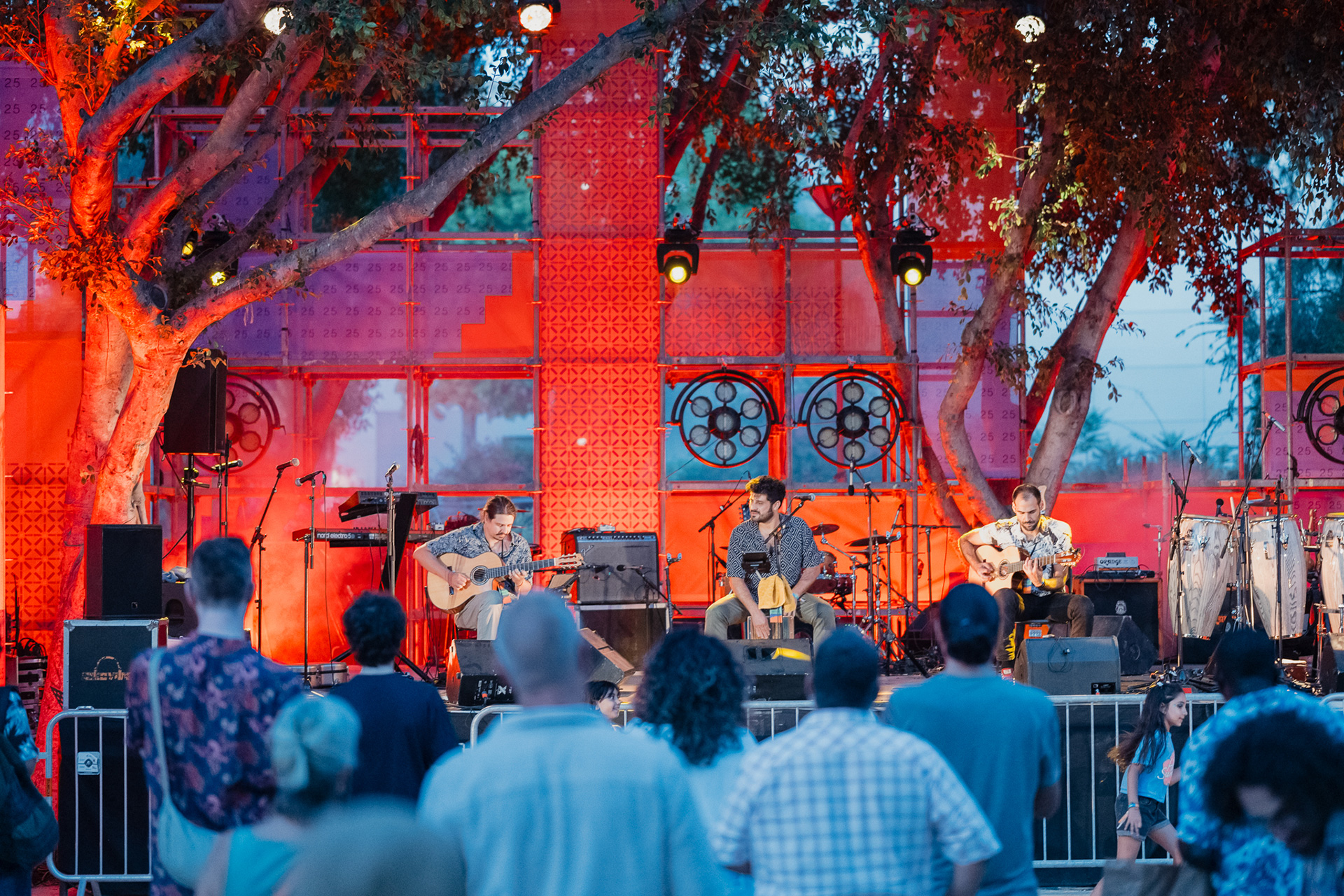 The festival stage dressed in the identity