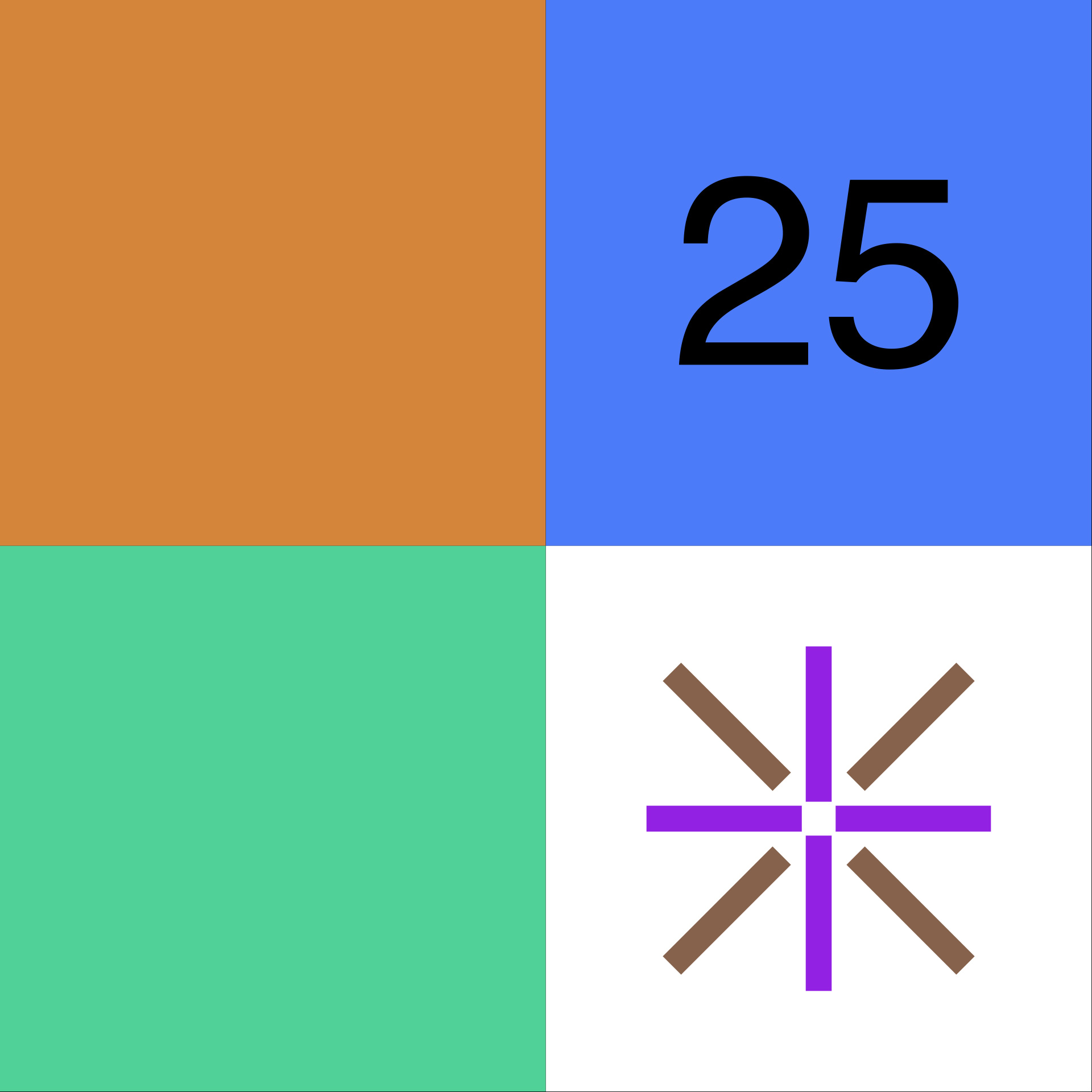 Design elements: colour tiles, 25 and the star
