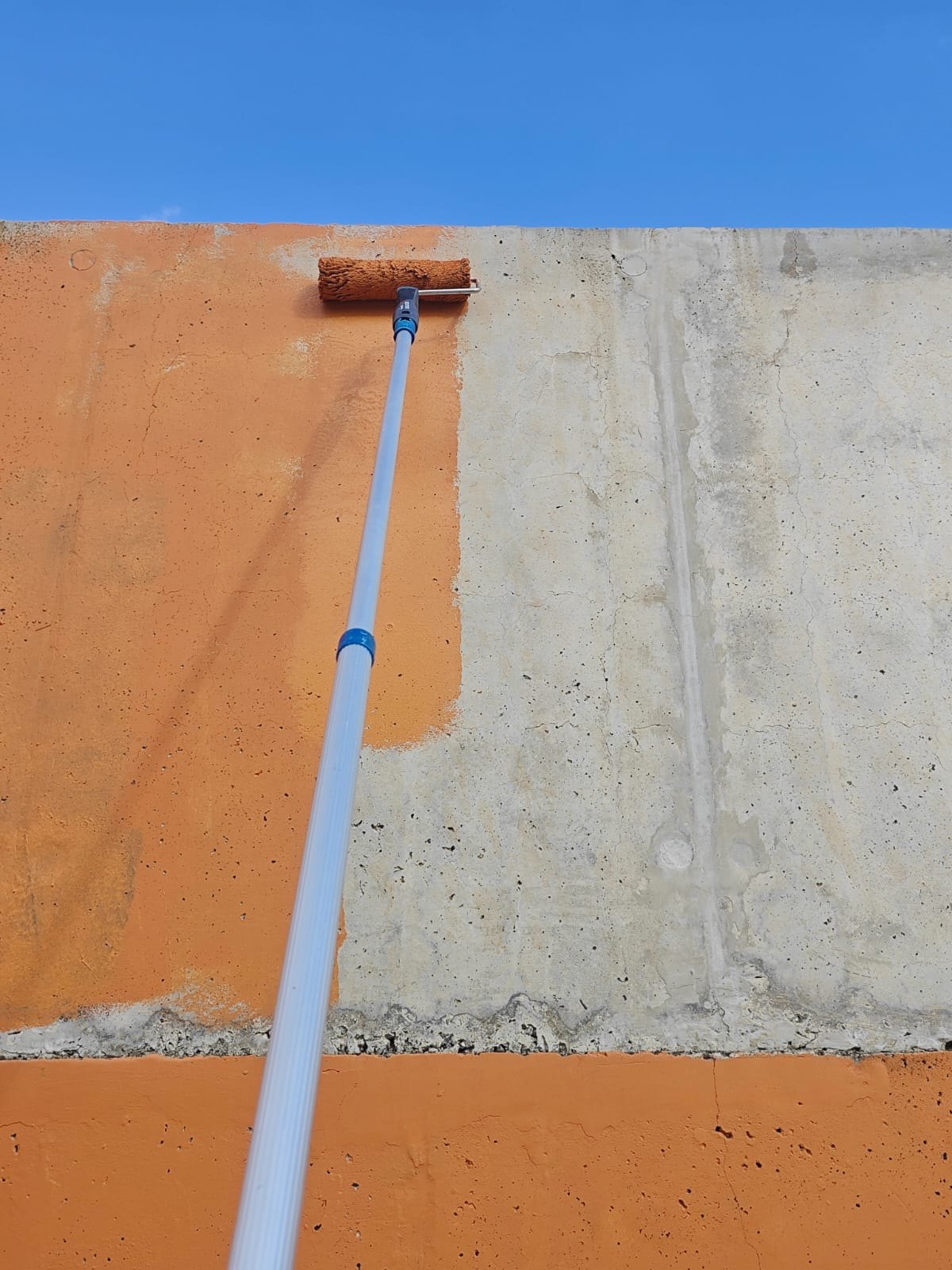 Preparing the wall in orange